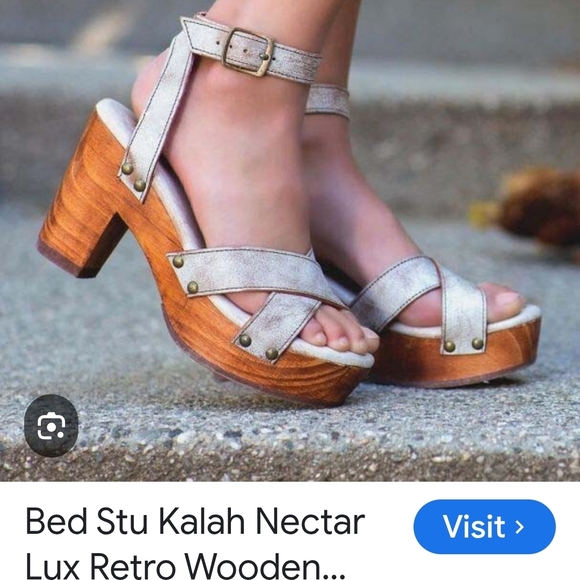Bed Stu Kalah White and Brown Distressed Leather Boho Platform Sandals Size 7 - Picture 2 of 10